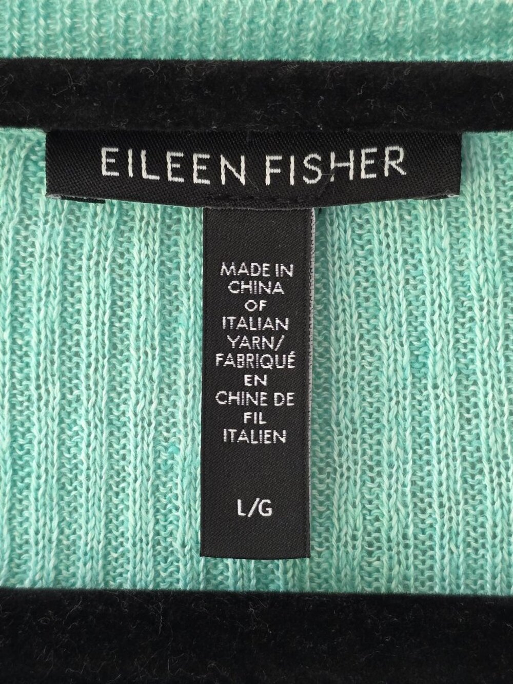 Eileen Fisher Organic Linen Ribbed Knit Crewneck Sweater | LG |Teal Turquoise - Picture 6 of 7